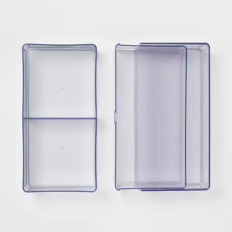 Clear Stackable Drawer, Plastic Utility Storage, 2 Drawers, 6"x6"x6", Toiletries Organizer