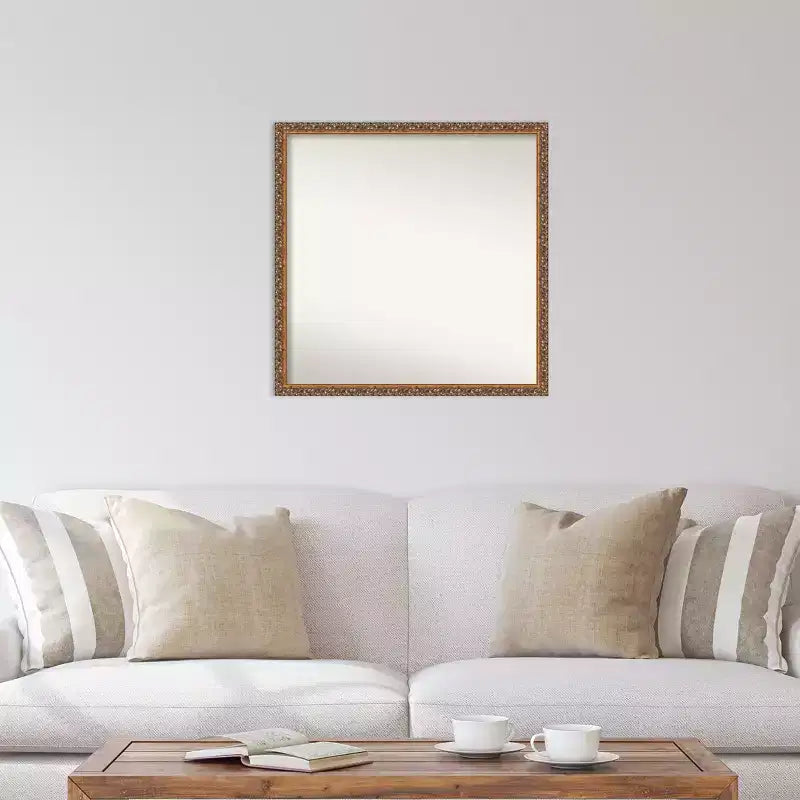 28" x 28" Non-Beveled Antique Bronze Wood Wall Mirror