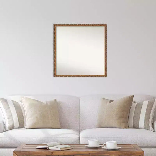 28" x 28" Non-Beveled Antique Bronze Wood Wall Mirror