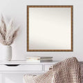 28" x 28" Non-Beveled Antique Bronze Wood Wall Mirror