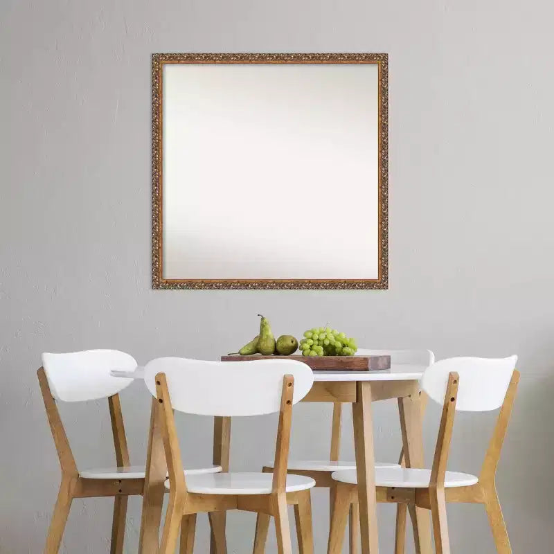 28" x 28" Non-Beveled Antique Bronze Wood Wall Mirror