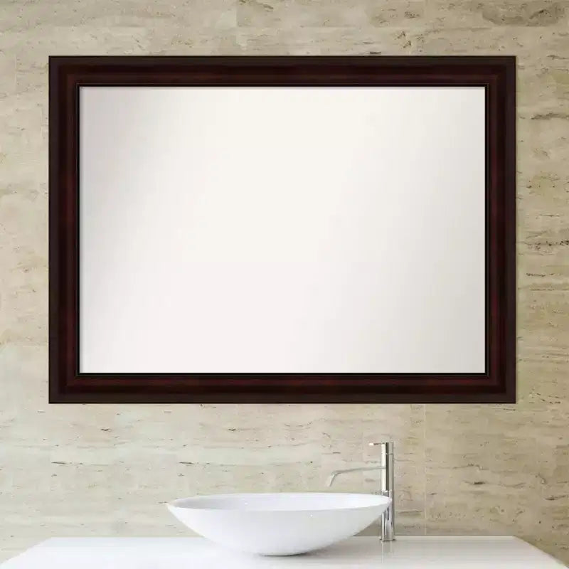 43" x 32" Non-Beveled Wall Mirror, Coffee Bean Brown Frame