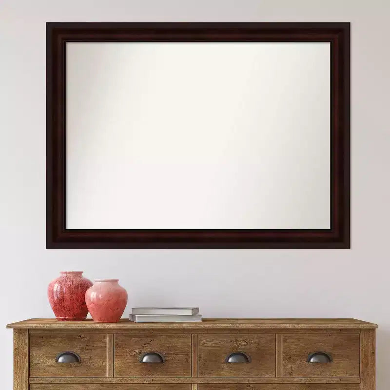 43" x 32" Non-Beveled Wall Mirror, Coffee Bean Brown Frame