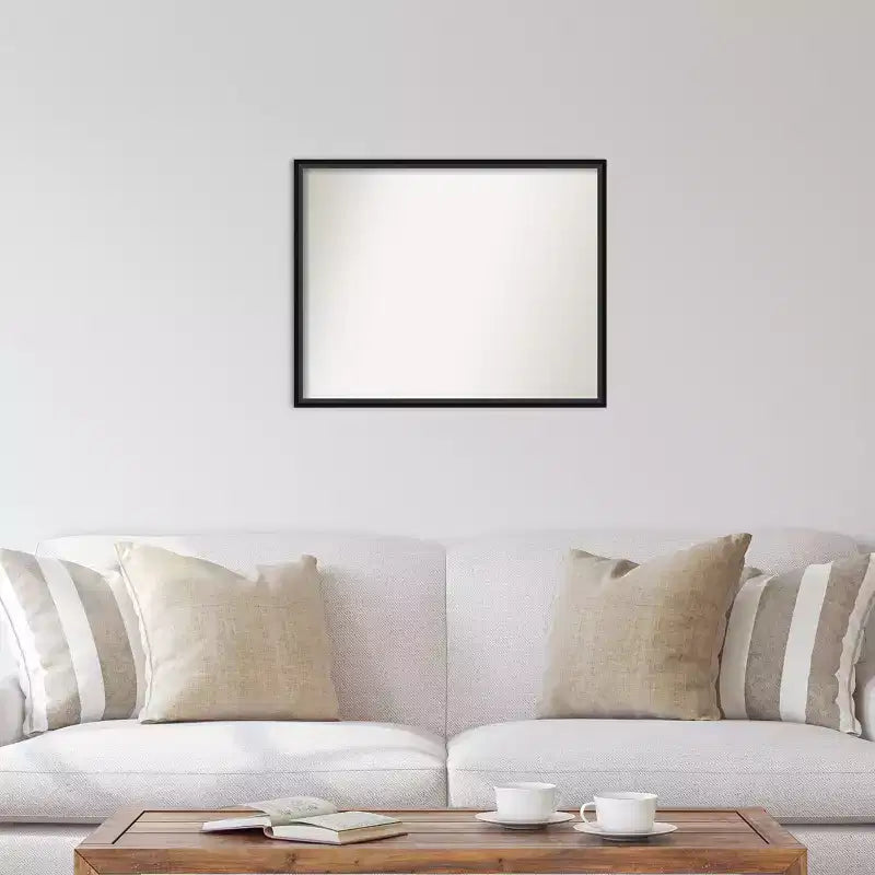 29" x 23" Non-Beveled Black Wood Wall Mirror