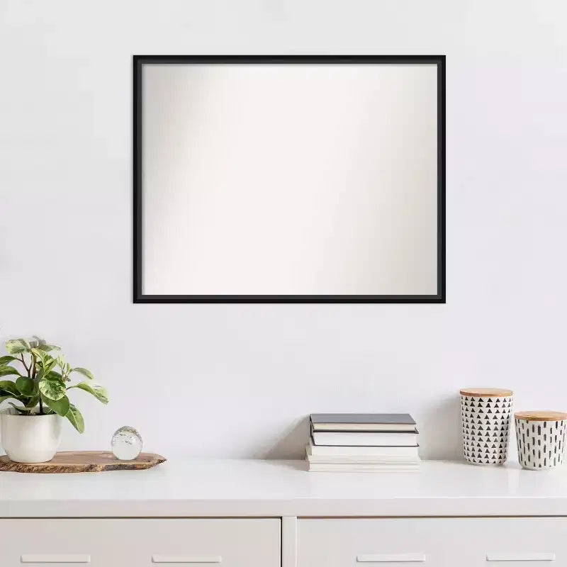 29" x 23" Non-Beveled Black Wood Wall Mirror