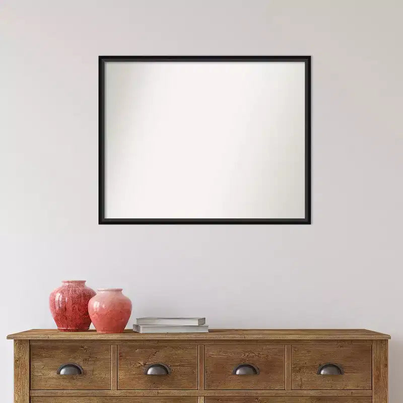 29" x 23" Non-Beveled Black Wood Wall Mirror