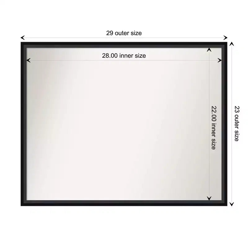 29" x 23" Non-Beveled Black Wood Wall Mirror