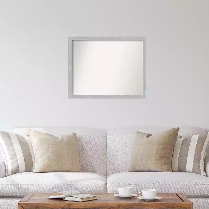 30" x 24" Non-Beveled Brushed Nickel Narrow Wall Mirror