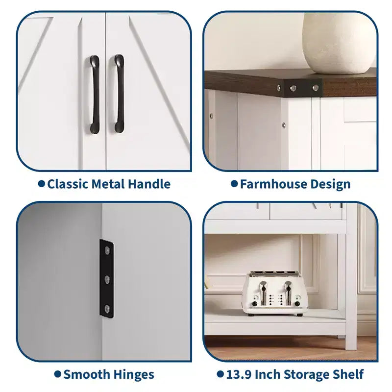 47.2" Farmhouse Sideboard Buffet Cabinet with 2 Drawers
