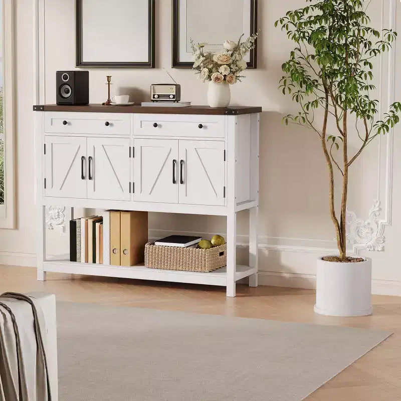 47.2" Farmhouse Sideboard Buffet Cabinet with 2 Drawers
