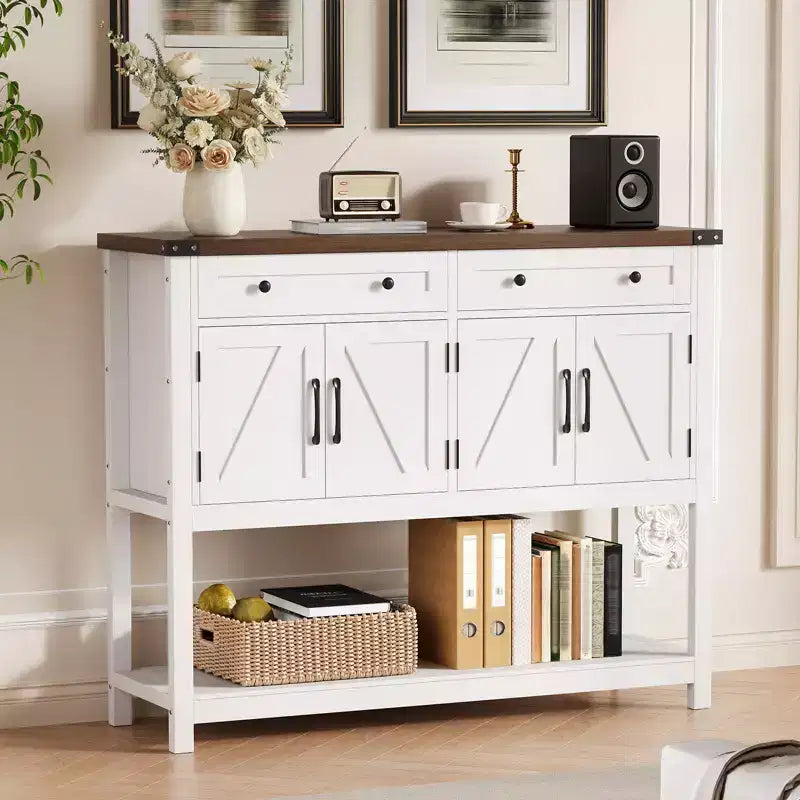 47.2" Farmhouse Sideboard Buffet Cabinet with 2 Drawers