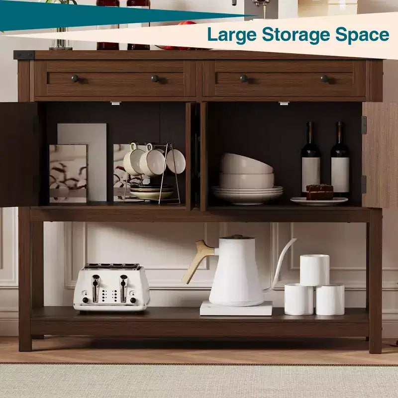 47.2" Farmhouse Sideboard Buffet Cabinet with 2 Drawers