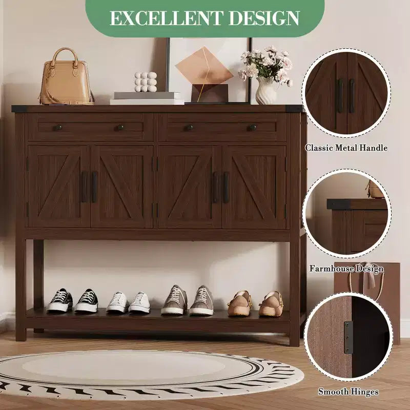 47.2" Farmhouse Sideboard Buffet Cabinet with 2 Drawers