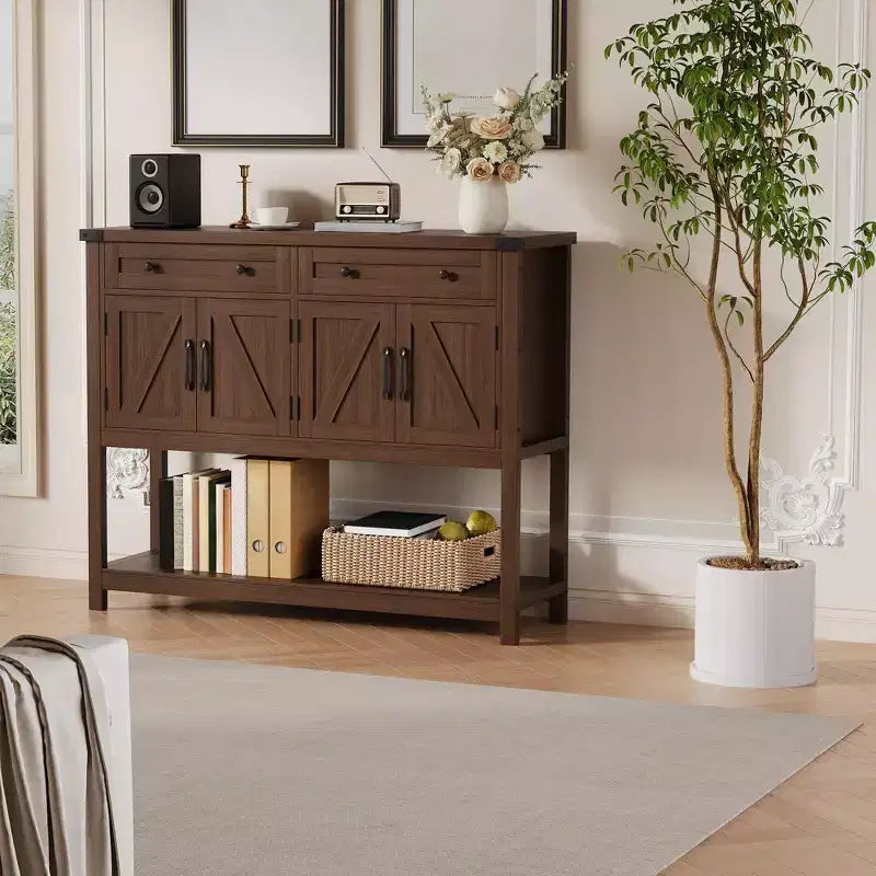 47.2" Farmhouse Sideboard Buffet Cabinet with 2 Drawers