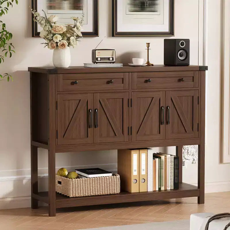 47.2" Farmhouse Sideboard Buffet Cabinet with 2 Drawers