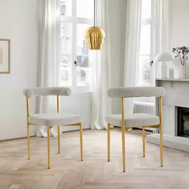Dining Chair with Gold Brushed Stainless Steel Frame