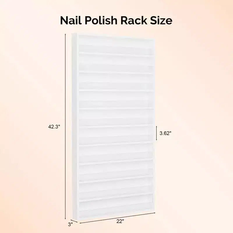 White 10-Layer Wall Mount Nail Polish Organizer Rack with Acrylic Baffle