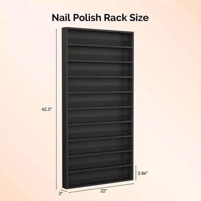 White 10-Layer Wall Mount Nail Polish Organizer Rack with Acrylic Baffle