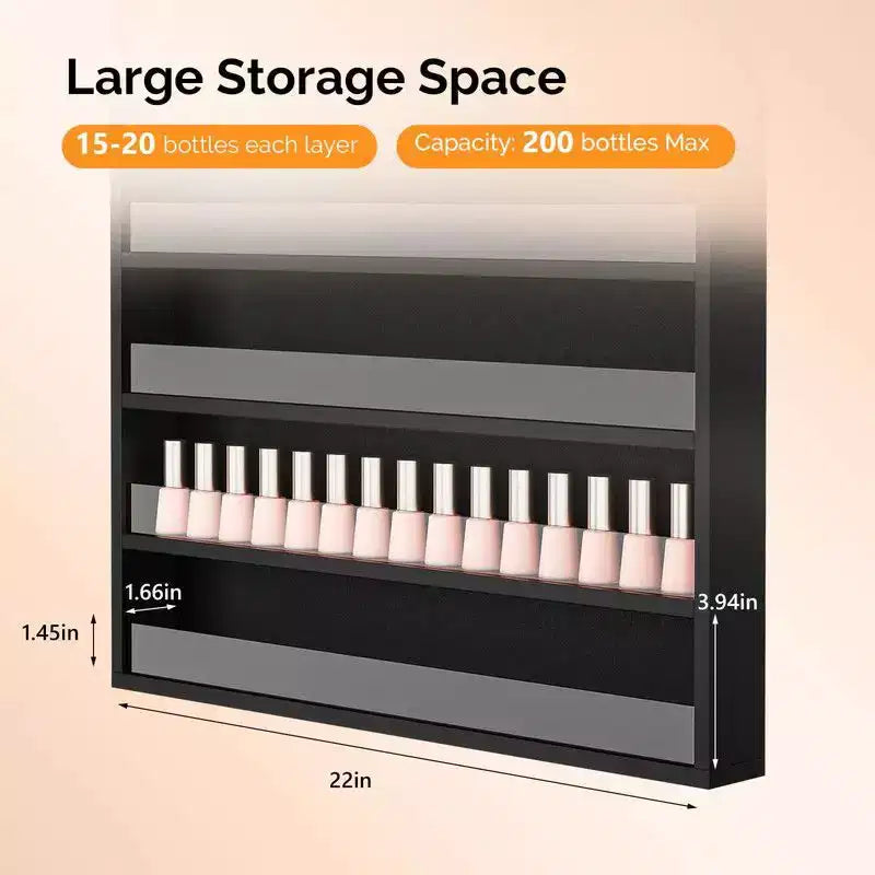 White 10-Layer Wall Mount Nail Polish Organizer Rack with Acrylic Baffle