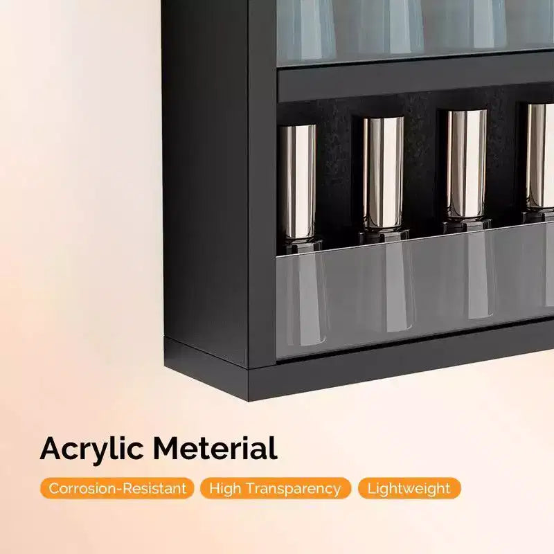 White 10-Layer Wall Mount Nail Polish Organizer Rack with Acrylic Baffle