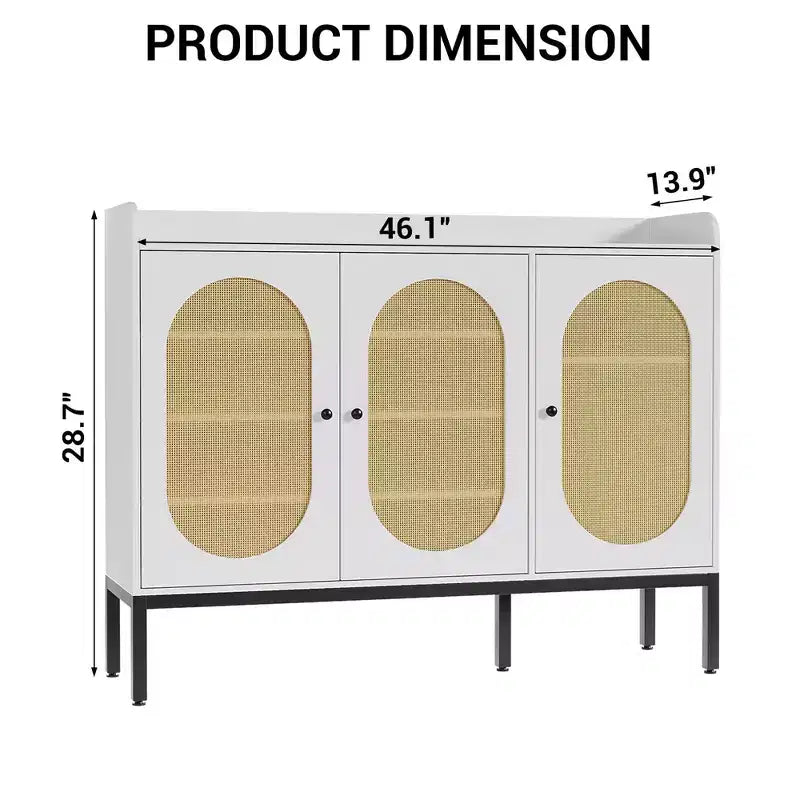 Shoe Cabinet with 3 Rattan Doors, 7-Tier Freestanding Shoe Storage Organizer