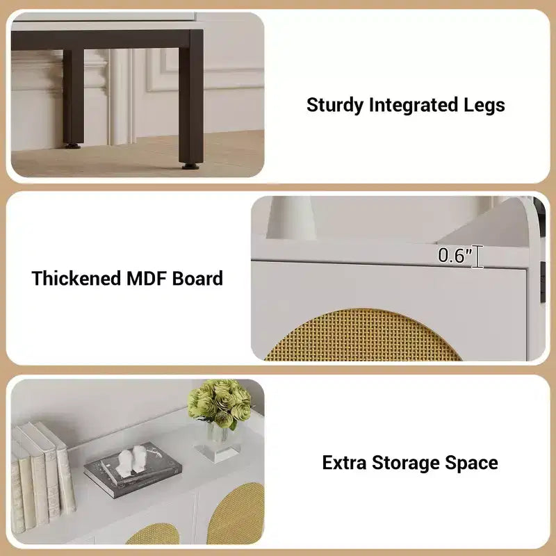 Shoe Cabinet with 3 Rattan Doors, 7-Tier Freestanding Shoe Storage Organizer
