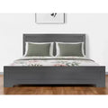 Gray Inlaid Panels Wood Queen Bed Frame