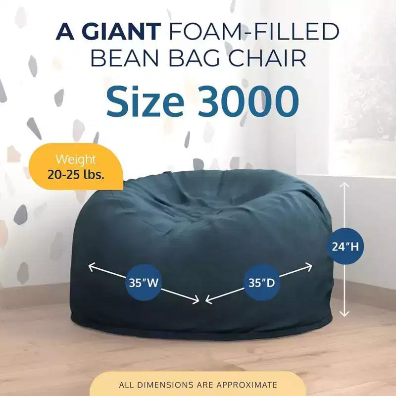 Oversized Bean Bag Chair, Indoor Comfy Lounger