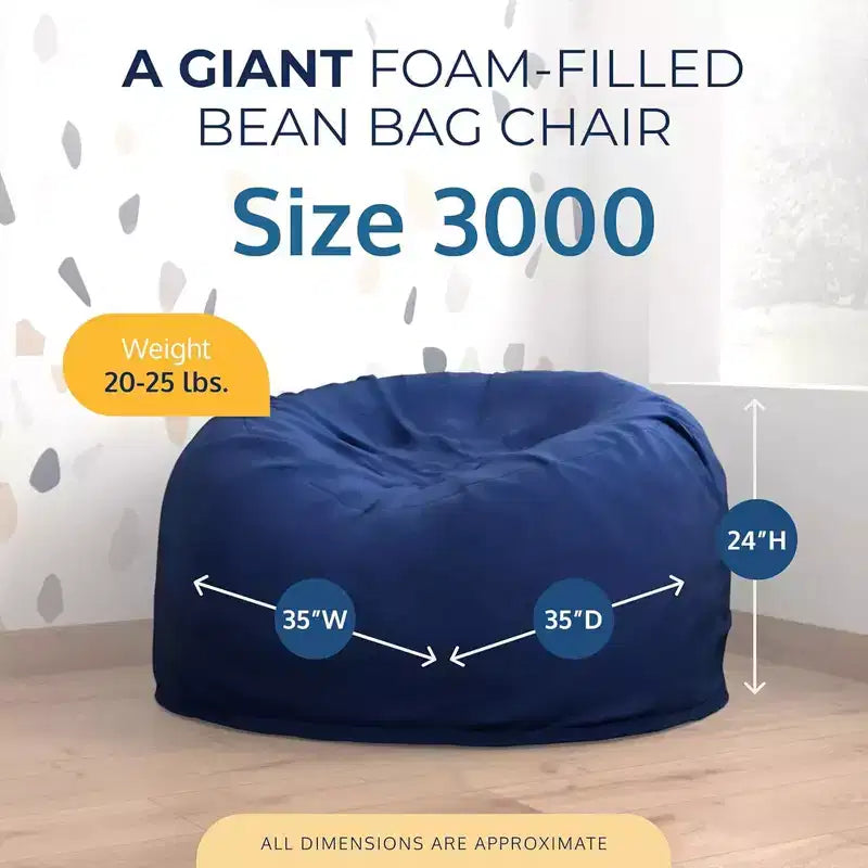 Oversized Bean Bag Chair, Indoor Comfy Lounger