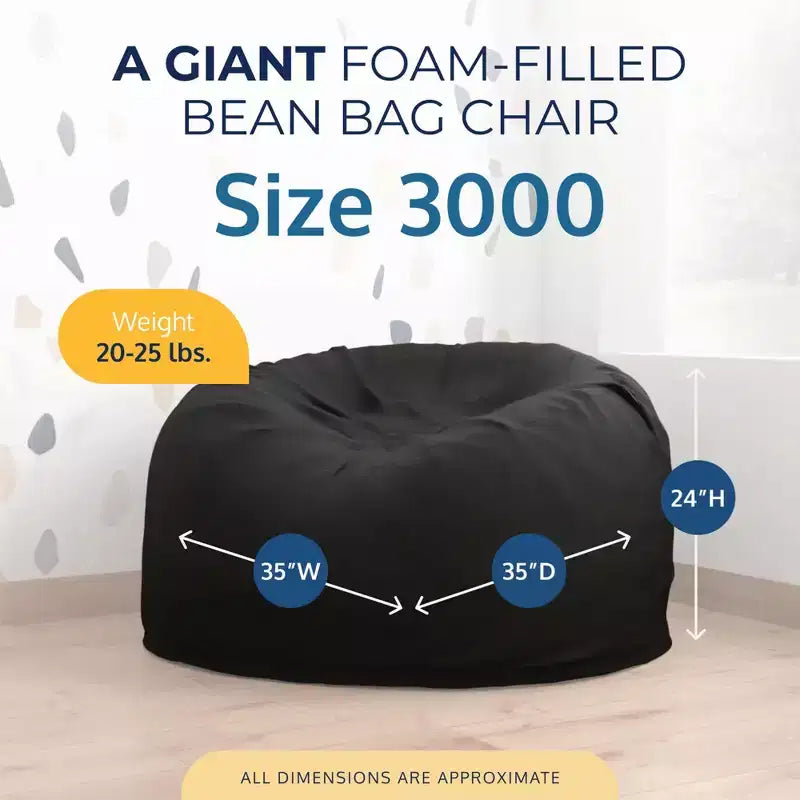 Oversized Bean Bag Chair, Indoor Comfy Lounger