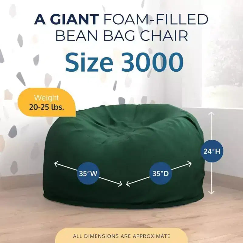 Oversized Bean Bag Chair, Indoor Comfy Lounger