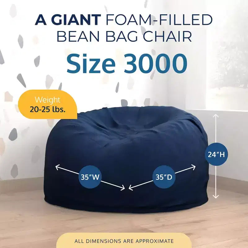 Oversized Bean Bag Chair, Indoor Comfy Lounger