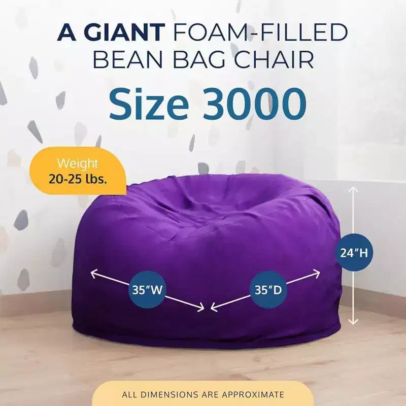 Oversized Bean Bag Chair, Indoor Comfy Lounger