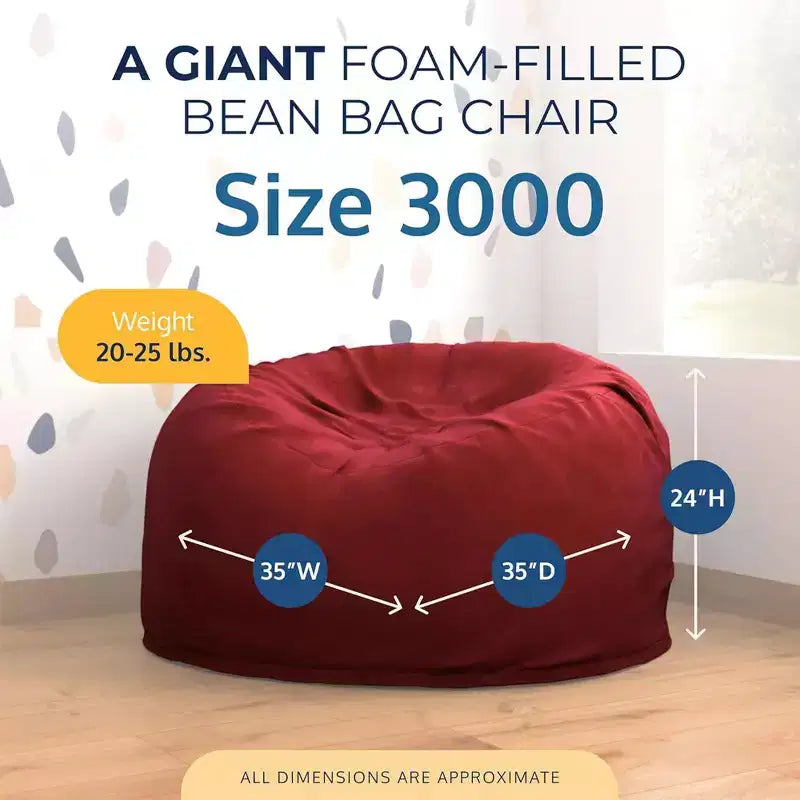 Oversized Bean Bag Chair, Indoor Comfy Lounger