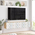 TV Unit Entertainment Center Console with Storage Shelves & Doors