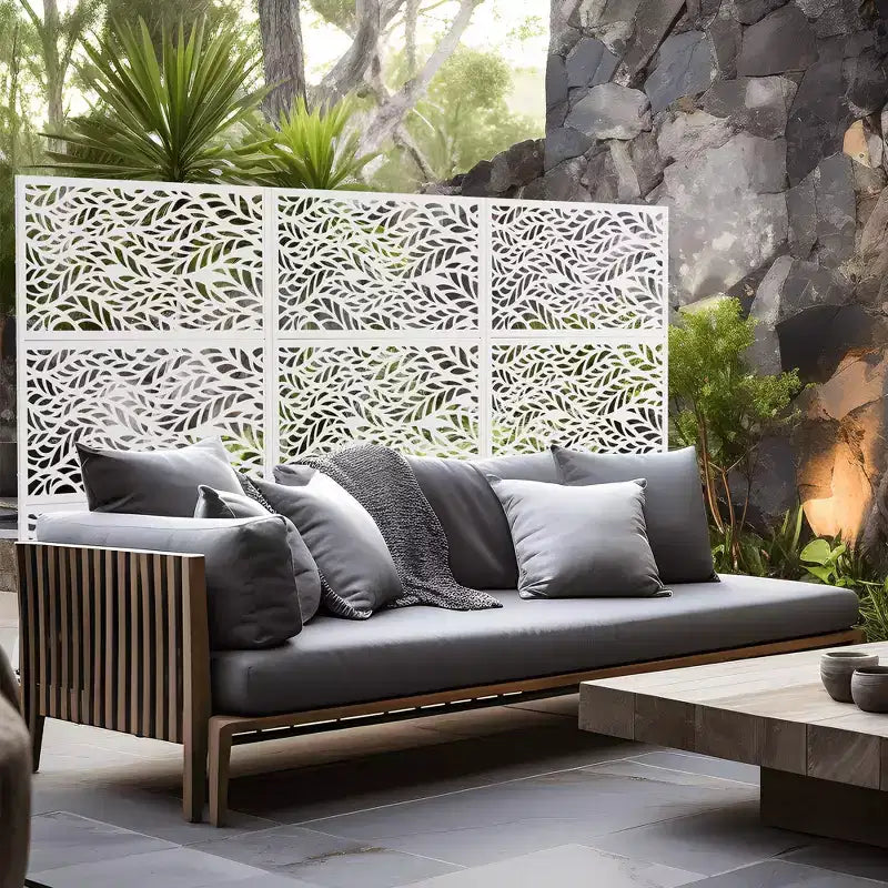 Galvanized Steel Privacy Screen, Outdoor & Indoor Freestanding Decorative Divider for Balcony & Garden