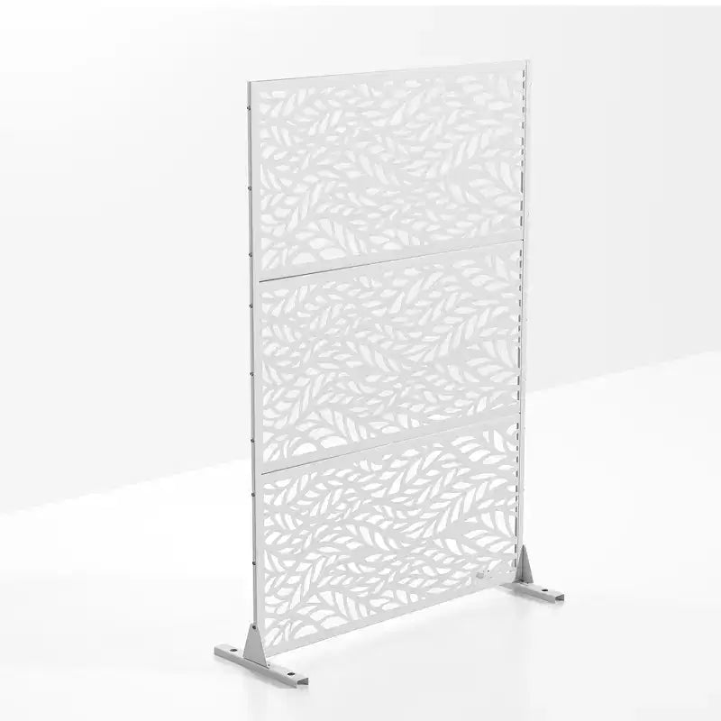Galvanized Steel Privacy Screen, Outdoor & Indoor Freestanding Decorative Divider for Balcony & Garden