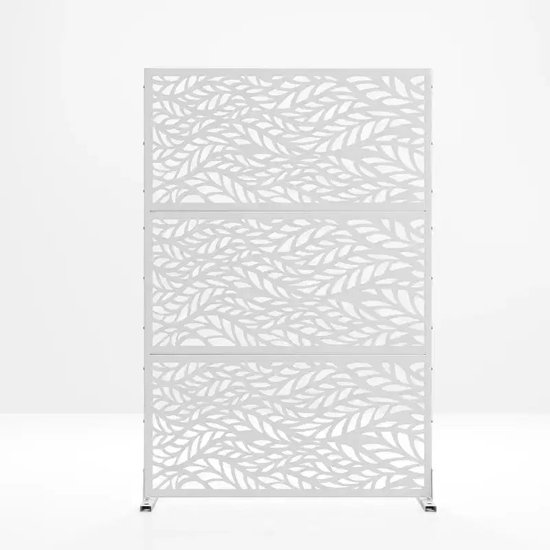 Galvanized Steel Privacy Screen, Outdoor & Indoor Freestanding Decorative Divider for Balcony & Garden