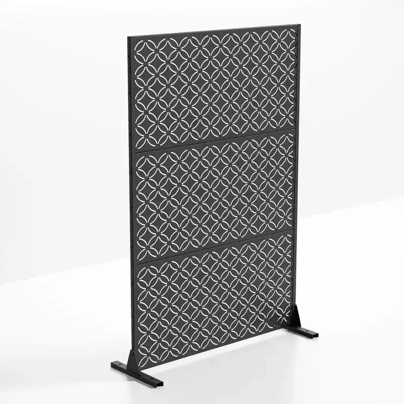 Galvanized Steel Privacy Screen, Outdoor & Indoor Freestanding Decorative Divider for Balcony & Garden