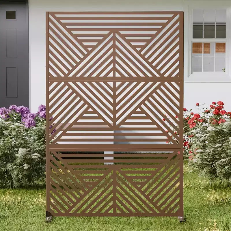 Galvanized Steel Privacy Screen, Outdoor & Indoor Freestanding Decorative Divider for Balcony & Garden