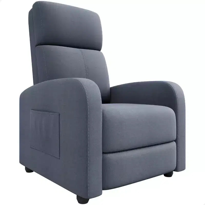 Comfortable Adult Recliner Chair  Manual Adjustable with Tall Back, Wide Arms & Side Pocket for Living Room Home Theater