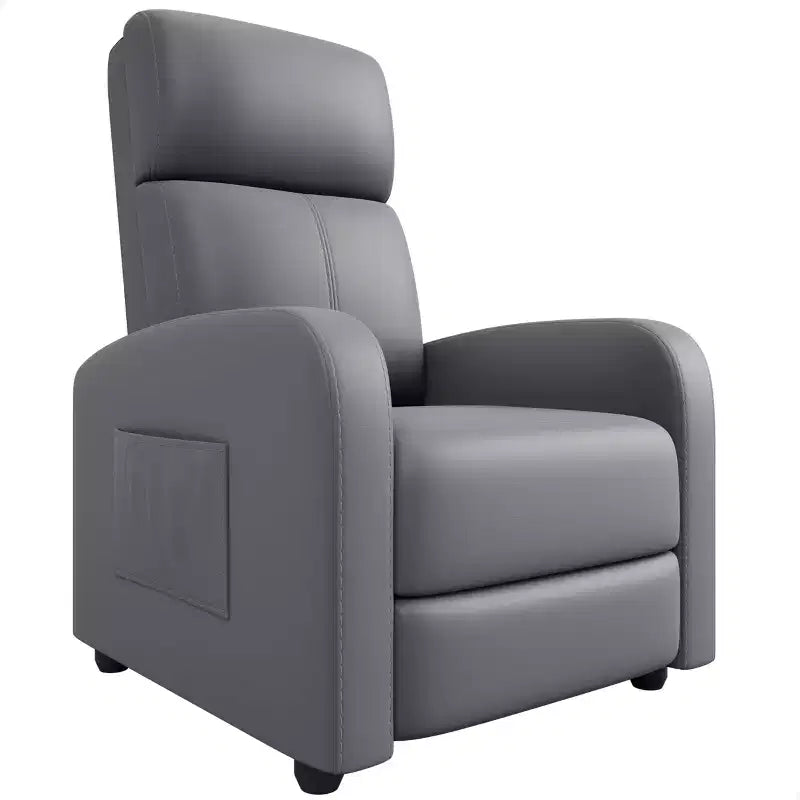 Comfortable Adult Recliner Chair  Manual Adjustable with Tall Back, Wide Arms & Side Pocket for Living Room Home Theater