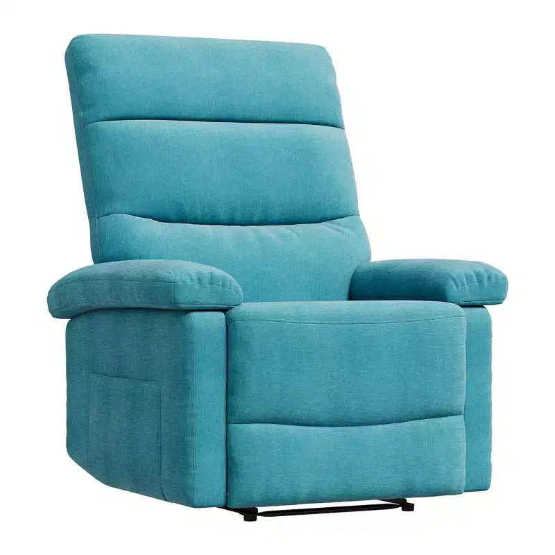 Fabric Manual Recliner with Side Pocket & Ergonomic Back Support