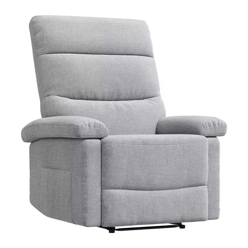 Fabric Manual Recliner with Side Pocket & Ergonomic Back Support