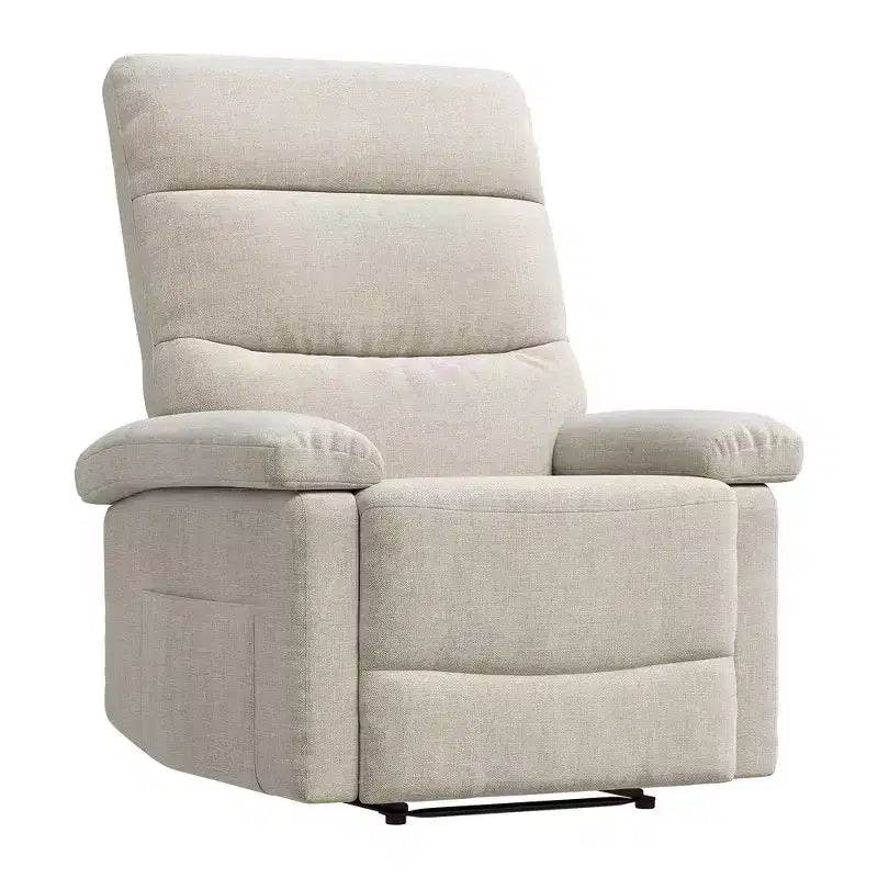 Fabric Manual Recliner with Side Pocket & Ergonomic Back Support