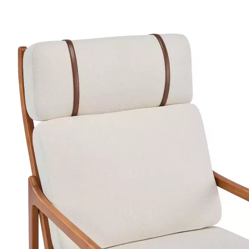 Mid-Century Modern Accent Chair with Solid Wood Frame & Padded Cushions, Beige