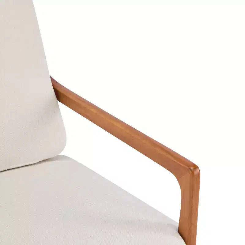 Mid-Century Modern Accent Chair with Solid Wood Frame & Padded Cushions, Beige