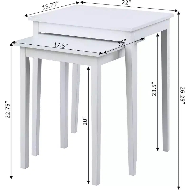 26.25 in.H White Rectangle Wood End Table