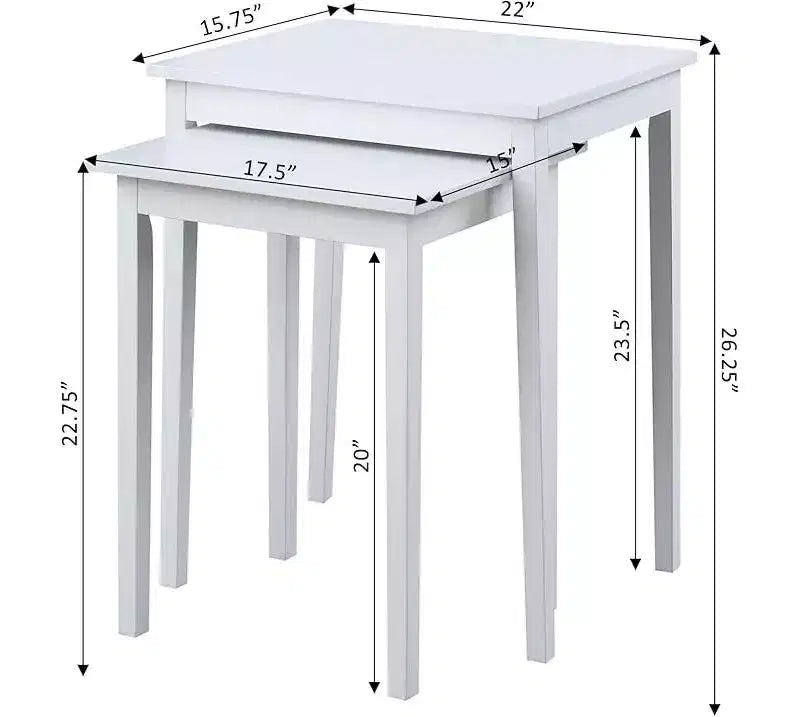 26.25 in.H White Rectangle Wood End Table
