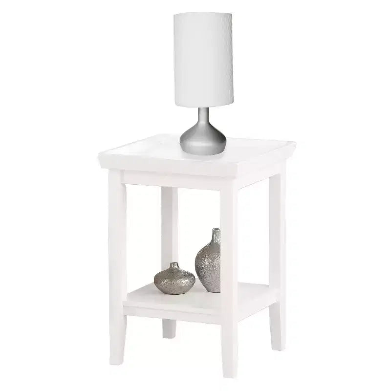 26" White Rectangle Wood End Table